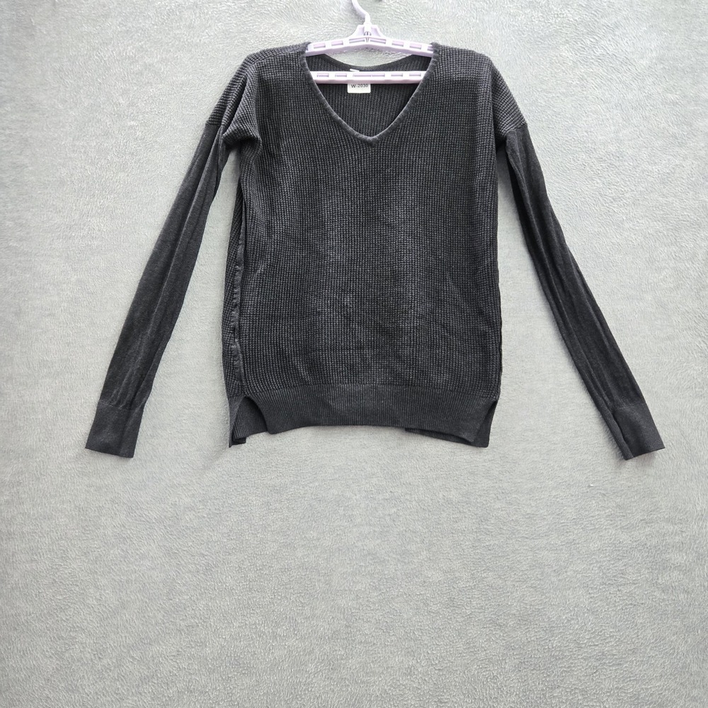 Lululemon Women Sweater M Gray Waffle Knit The Sweater Life Logo Long Sleeve